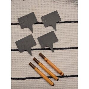 Natural Slate Cheese Markers & Chalk Pen Set Charcuterie Labels Reusable